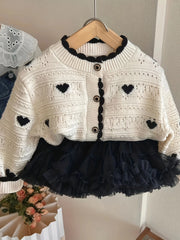 Girls' Heart Button Knitted Cardigan