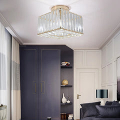 Minimalist Square Crystal LED Ceiling Light – Modern Flush Mount Chandelier