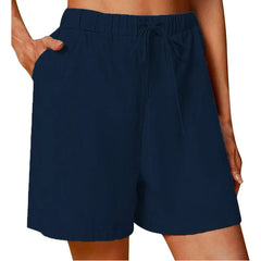 Women's Cotton Linen Drawstring Shorts – Loose-Fit Summer Casual Wear