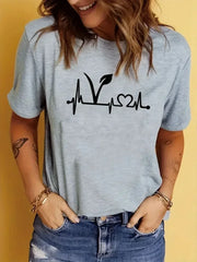 Botanical Print Short Sleeve T-Shirt – Casual Crew Neck Women’s Top