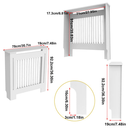 Modern White Radiator Cover – MDF Wooden Grill Cabinet