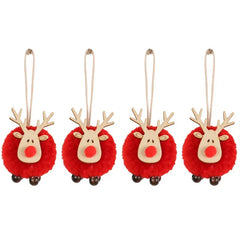 Felt Reindeer Christmas Decorations, Set of 4