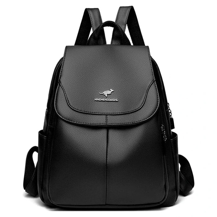 Women's Large Capacity Genuine Leather Backpack, Vintage Travel & School Bag