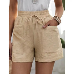 Women’s High-Waisted Linen Shorts – Casual Summer Sweatshorts with Pockets