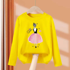 Girls’ Long-Sleeve Cotton T-Shirt – Fun Printed Spring Top