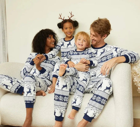 Festive Family Pyjama Set - Elk Print Christmas Wear