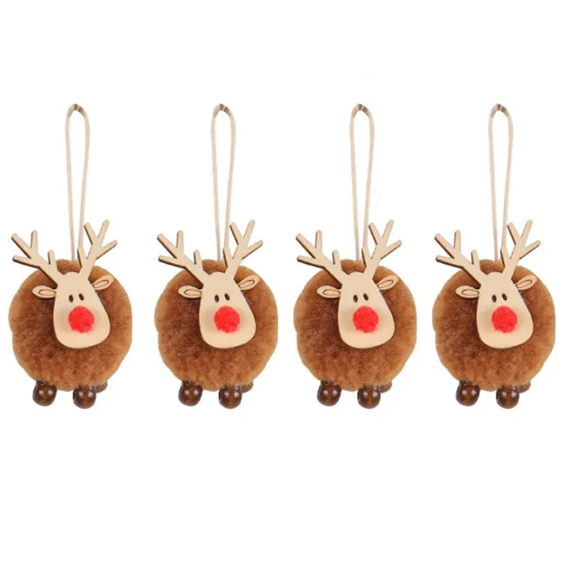 Felt Reindeer Christmas Decorations, Set of 4