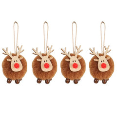 Felt Reindeer Christmas Decorations, Set of 4