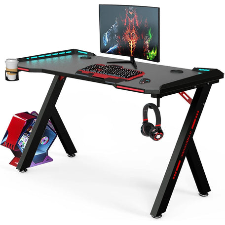 RGB Gaming Desk – Ergonomic Gamer Workstation with Carbon Fibre Surface