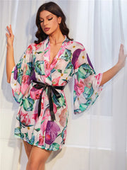 Leopard Print Mesh Bathrobe