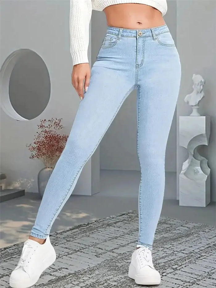 Elegance Stretch Skinny Jeans, Sky Blue