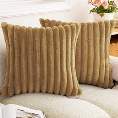 Faux Fur Striped Cushion Cover, 45 x 45 cm