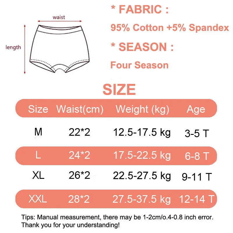 Girls' Cotton Boxer Briefs, Pack of 4