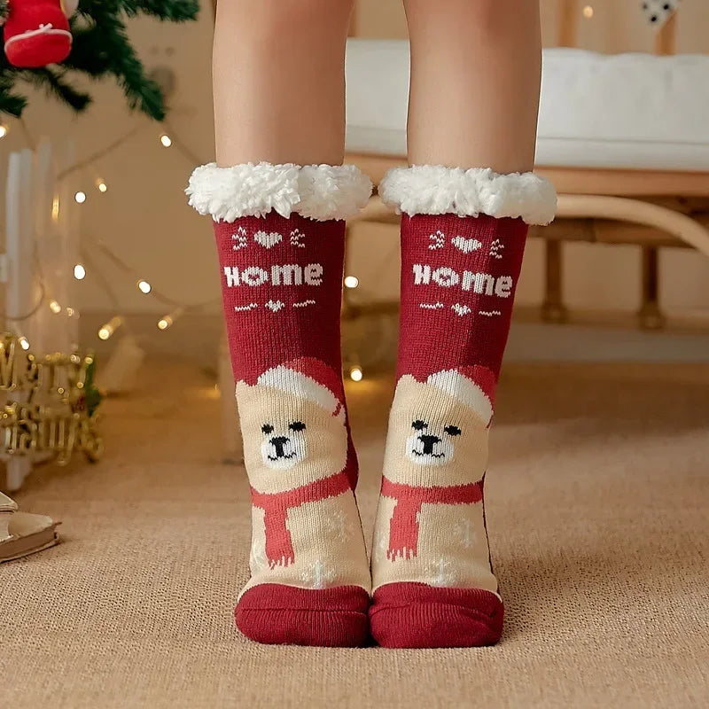 Women's Christmas Fluffy Slipper Socks