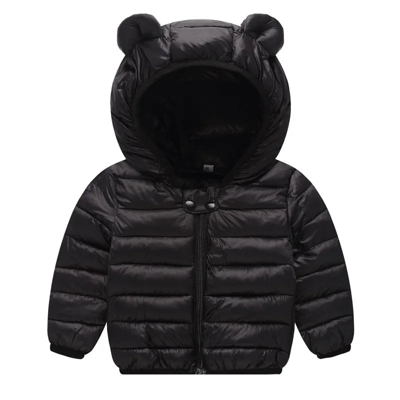 Kids' Fleece Lined Puffer Jacket with Bear Ears