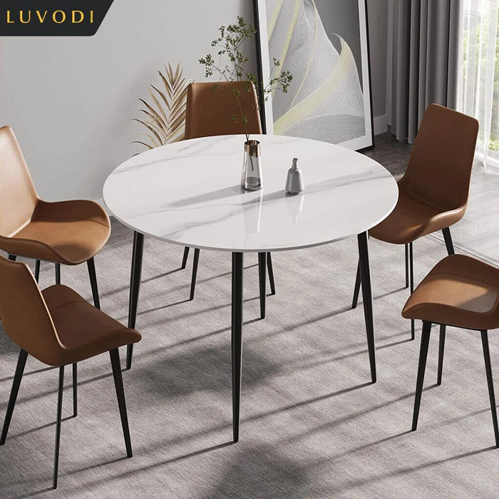 LUVODI 32" Round Dining Table, Modern Sintered Stone Table for 2-4 People