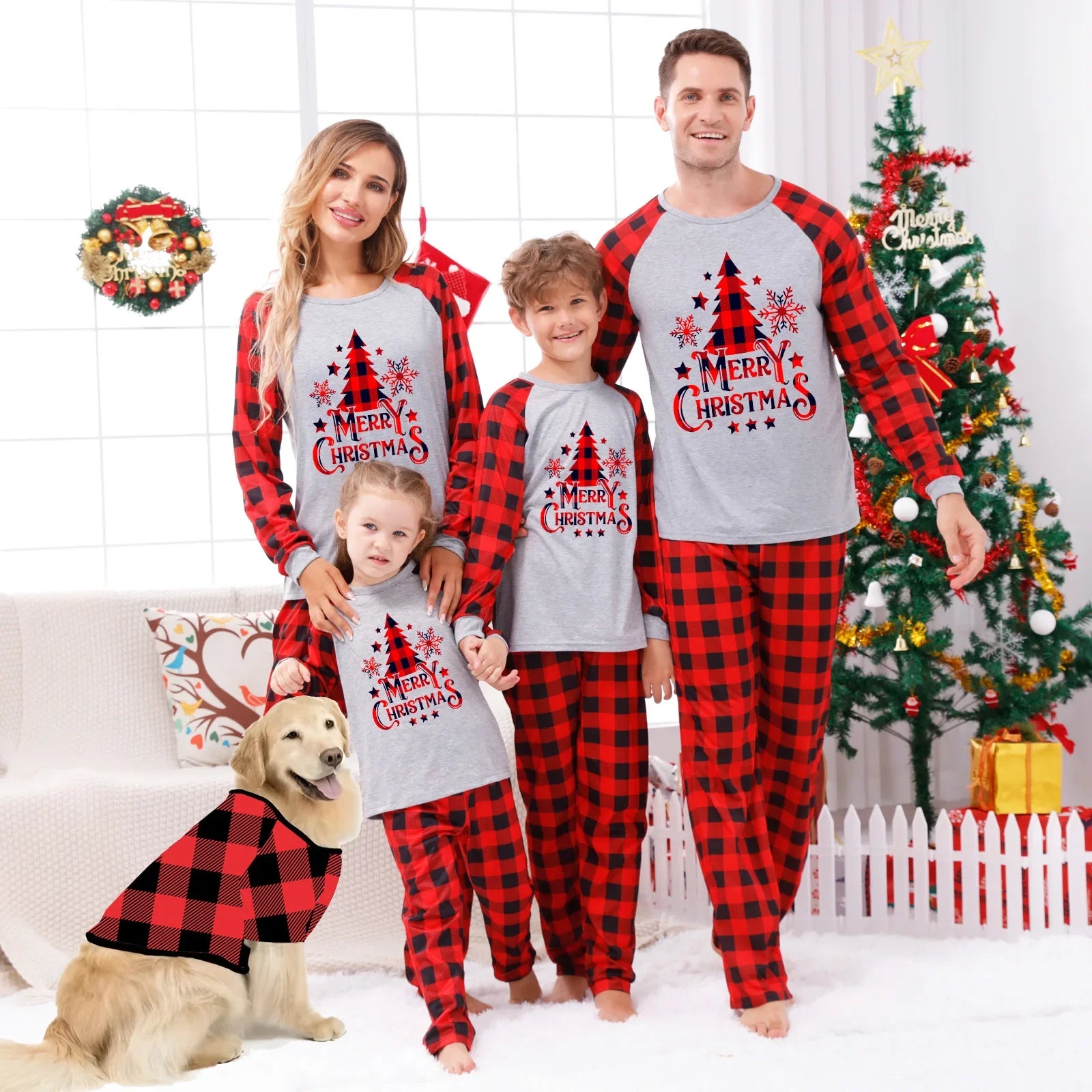 Festive Plaid Family Christmas Pyjama Set
