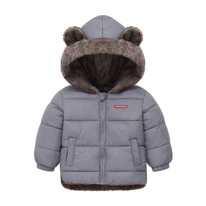 Kids' Fleece Lined Puffer Jacket with Bear Ears