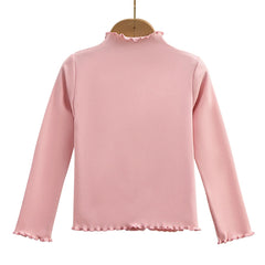 Girls' Frilled Turtleneck Long-Sleeve Top – Soft & Stylish