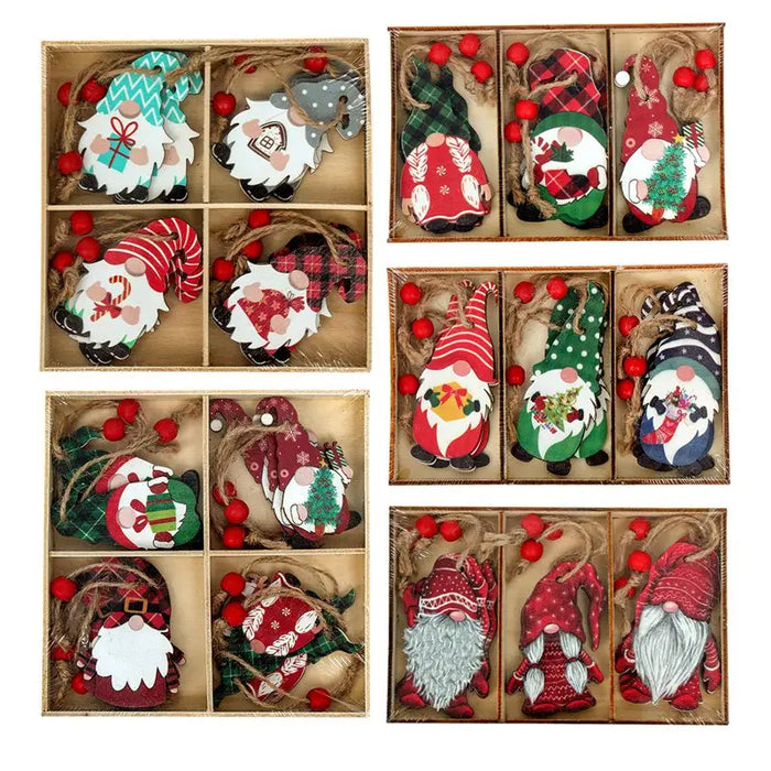 Wooden Christmas gnome and Santa decorations, photo 1