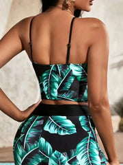 TropicLeaf High Waist Bikini Set – Summer Swimwear for Women