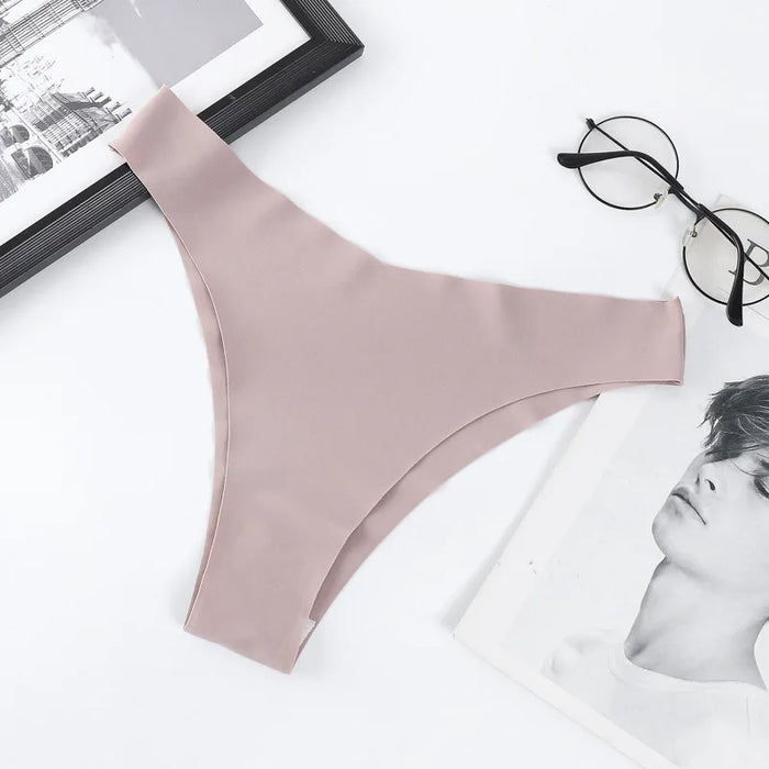 3-Pack Seamless V-Shaped Panties, Glossy, Quick-Drying & Invisible Underwear for Women