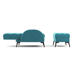 Green Frosted Velvet Recliner Armchair with Footstool – Luxury Lounge Chair