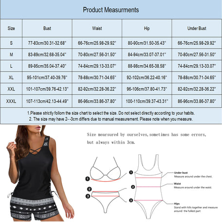 Women's Vintage Tankini Set – Bikini with Shorts & Printed Swimsuit