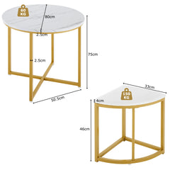 Modern Round Marble Dining Table Set – 4 Space-Saving Semi-Circular Stools