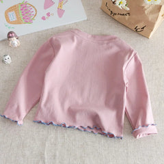 Girls' Cotton Long Sleeve Top with Cute Print