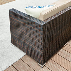 SONGMICS Handwoven Rattan Garden Furniture Set – Outdoor Corner Sofa & Table