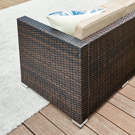 SONGMICS Handwoven Rattan Garden Furniture Set – Outdoor Corner Sofa & Table