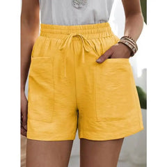 Women’s High-Waisted Linen Shorts – Casual Summer Sweatshorts with Pockets