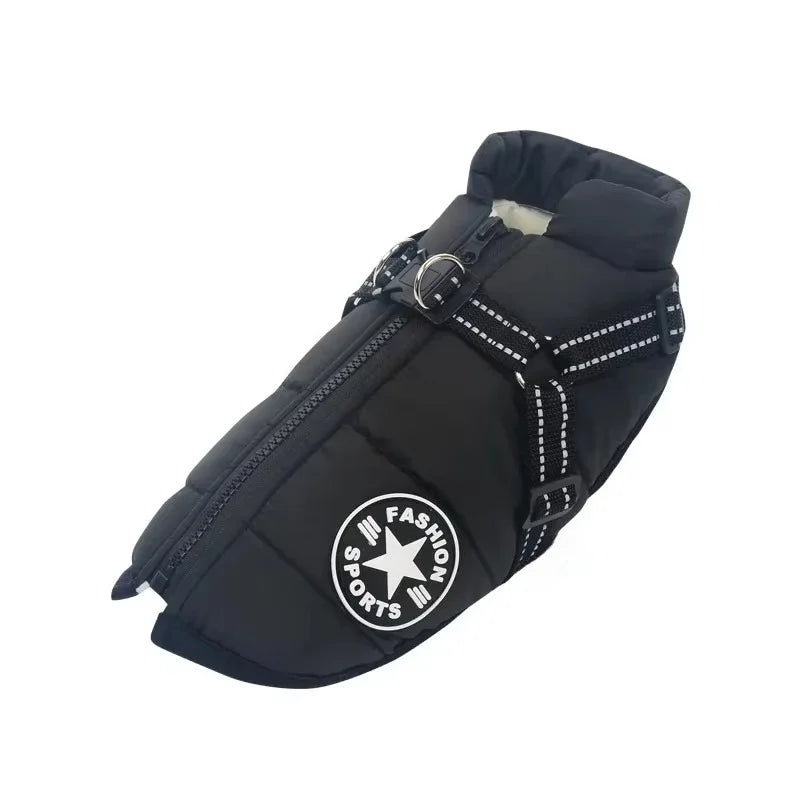 Waterproof Dog Coat with Built-In Harness, S to 4XL