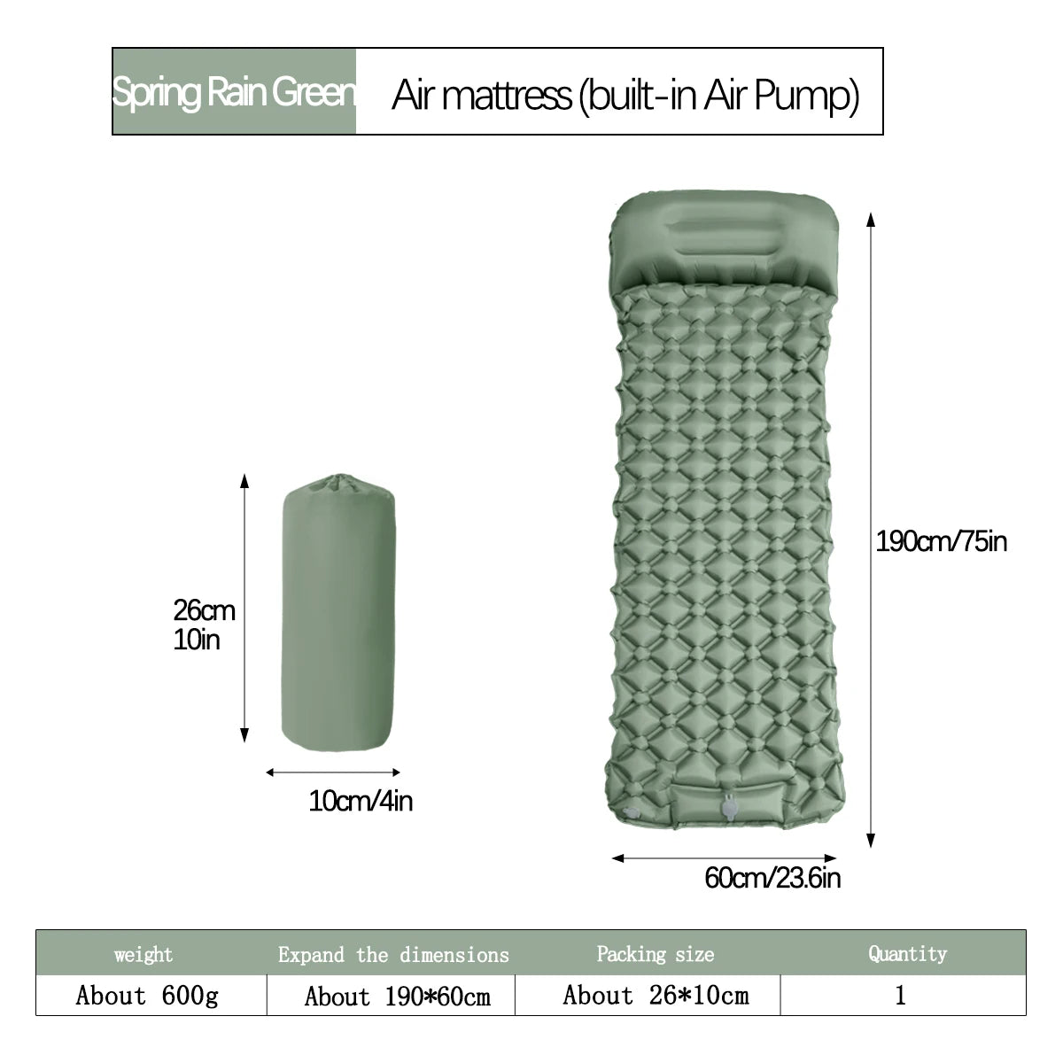 Inflatable Camping Mat with Pillow