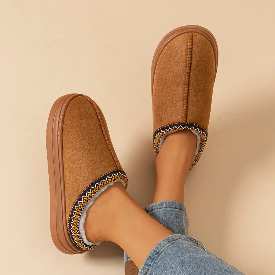 Women's Fluffy Faux Fur Slippers, Non-Slip Sole
