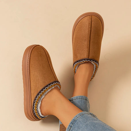 Women's Fluffy Faux Fur Slippers, Non-Slip Sole