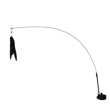 Feather cat wand with suction base, Black