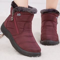 Women's Faux Fur Trim Low Heel Ankle Boots