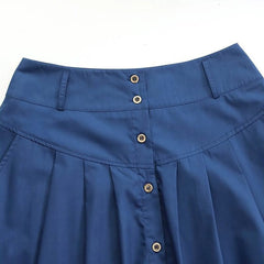 Women's High Waist A-Line Skirt – Casual Loose Fit with Pockets