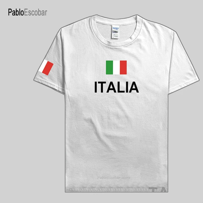 Italy National Team T-Shirt, Men's Casual Cotton Sports Tee, white