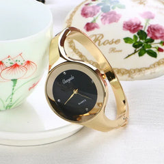 MOONBIFFY Minimalist Gold Cuff Women’s Quartz Watch