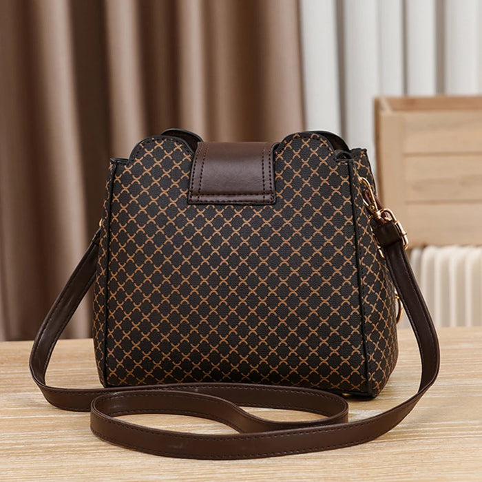 Luxury Bucket Shoulder Bag, Check Print Crossbody Handbag, image 2