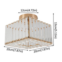 Minimalist Square Crystal LED Ceiling Light – Modern Flush Mount Chandelier