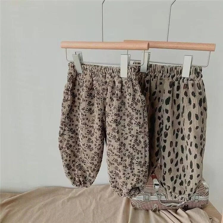 Girls' Leopard Print Loose Trousers