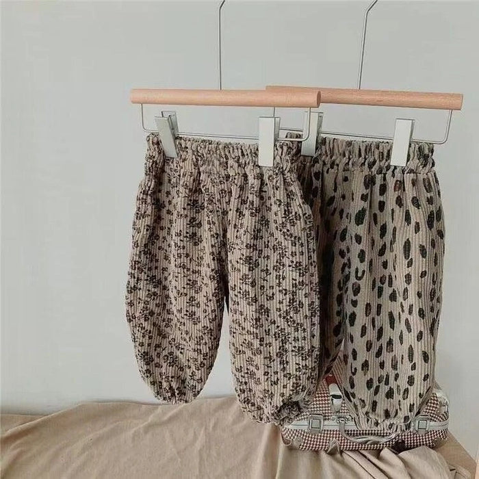 Girls' Leopard Print Loose Trousers, alternative view