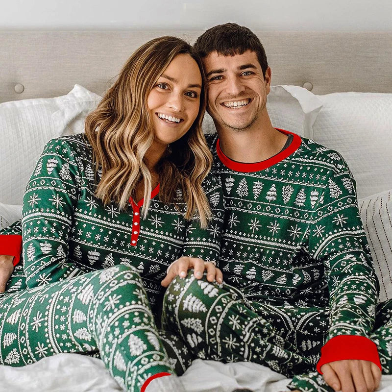 Matching Family Christmas Pyjamas, Green Fair Isle Print