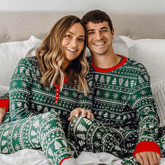 Matching Family Christmas Pyjamas, Green Fair Isle Print