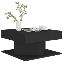 Modern Black Coffee Table – Durable Engineered Wood, 57x57x30 cm