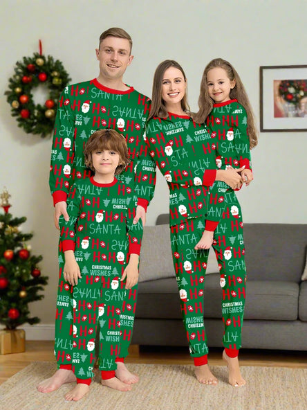 Festive Green Family Christmas Pyjamas